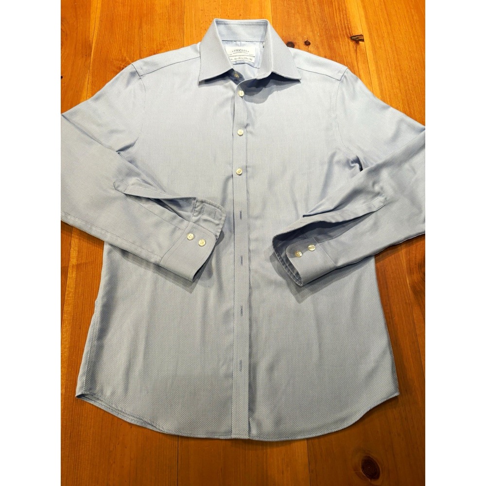 Charles Tyrwhitt Non Iron Extra Slim Fit Shirt 15.5 33 Blue Cotton Jermyn St